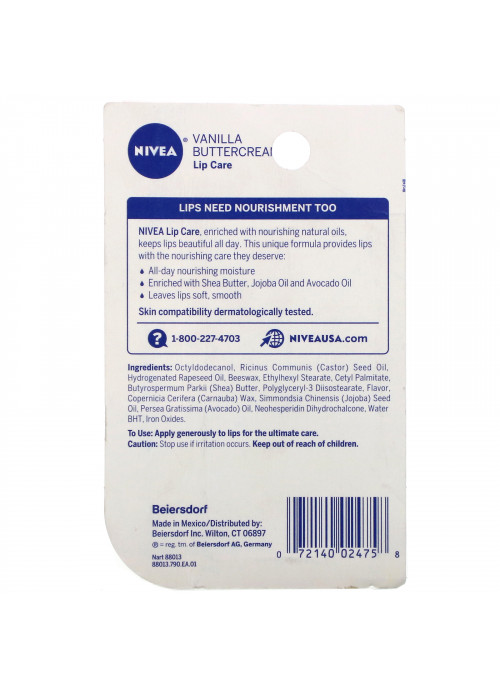 Nivea, Lip Care, Vanilla Buttercream, 2 Pack, 0.17 oz (4.8 g) Each