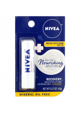 Nivea, Recovery, Medicated Lip Protectant & Sunscreen, SPF 15, 0.17 oz (4.8 g)