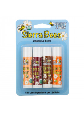 Sierra Bees, Organic Lip Balm Variety Pack, 4 Pack, .15 oz (4.25 g) Each