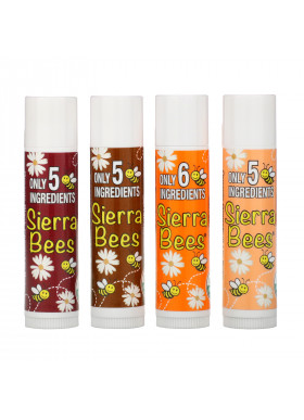 Sierra Bees, Organic Lip Balm Variety Pack, 4 Pack, .15 oz (4.25 g) Each
