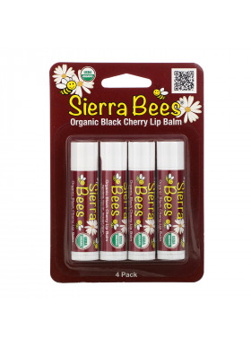 Sierra Bees, Organic Lip Balms, Black Cherry, 4 Pack, .15 oz (4.25 g) Each