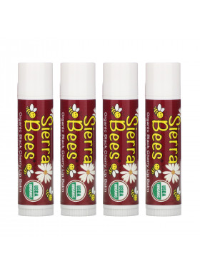 Sierra Bees, Organic Lip Balms, Black Cherry, 4 Pack, .15 oz (4.25 g) Each