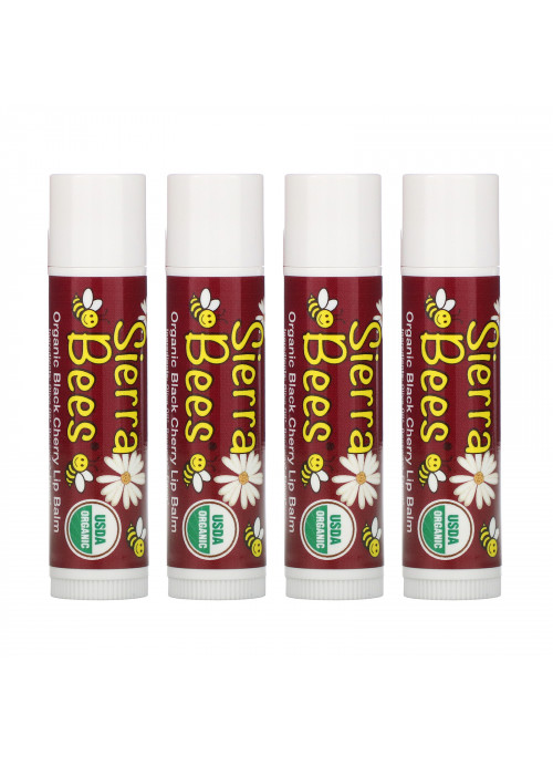 Sierra Bees, Organic Lip Balms, Black Cherry, 4 Pack, .15 oz (4.25 g) Each