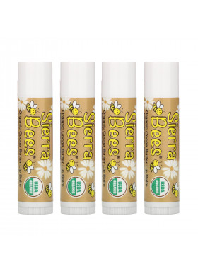 Sierra Bees, Organic Lip Balms, Cocoa Butter, 4 Pack, .15 oz (4.25 g) Each