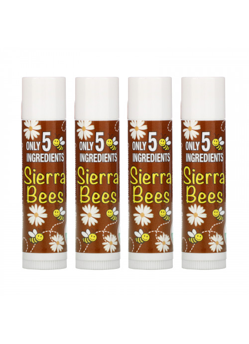 Sierra Bees, Organic Lip Balms, Coconut, 4 Pack, .15 oz (4.25 g) Each