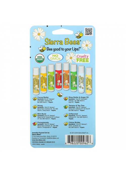 Sierra Bees, Organic Lip Balms Combo Pack, 8 Pack, .15 oz (4.25 g) Each