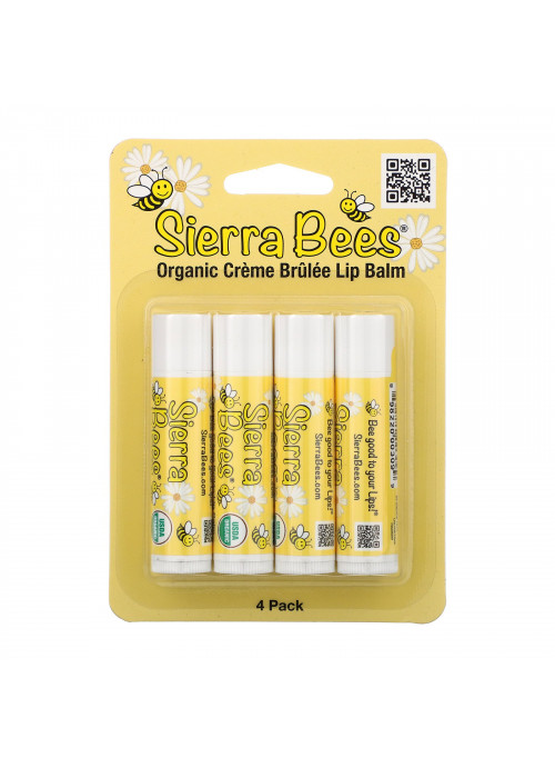 Sierra Bees, Organic Lip Balms, Creme Brulee, 4 Pack, .15 oz (4.25 g) Each