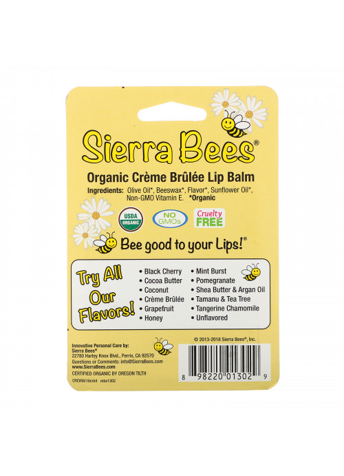 Sierra Bees, Organic Lip Balms, Creme Brulee, 4 Pack, .15 oz (4.25 g) Each