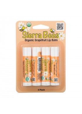Sierra Bees, Organic Lip Balms, Grapefruit, 4 Pack, .15 oz (4.25 g) Each