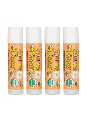 Sierra Bees, Organic Lip Balms, Grapefruit, 4 Pack, .15 oz (4.25 g) Each