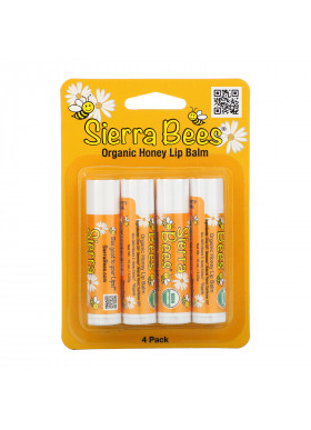 Sierra Bees, Organic Lip Balms, Honey, 4 Pack, .15 oz (4.25 g) Each