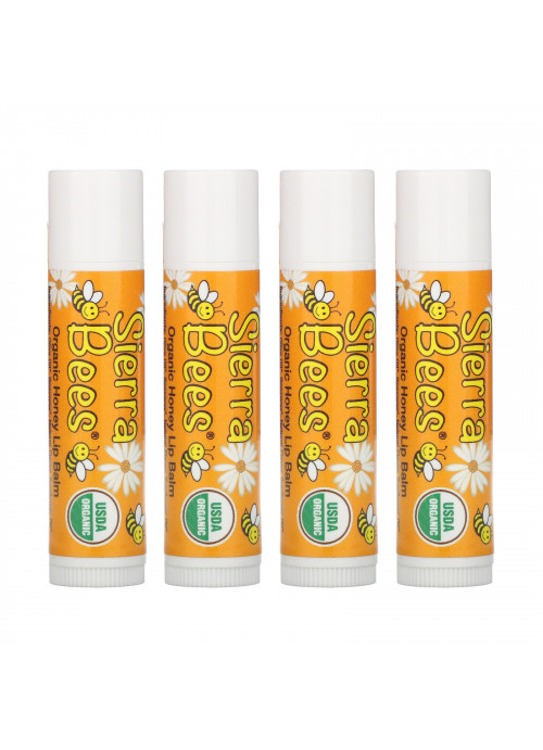 Sierra Bees, Organic Lip Balms, Honey, 4 Pack, .15 oz (4.25 g) Each