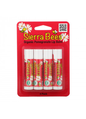 Sierra Bees, Organic Lip Balms, Pomegranate, 4 Pack, .15 oz (4.25 g) Each