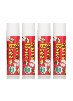 Sierra Bees, Organic Lip Balms, Pomegranate, 4 Pack, .15 oz (4.25 g) Each