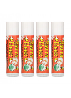 Sierra Bees, Organic Lip Balms, Shea Butter & Argan Oil, 4 Pack, .15 oz (4.25 g) Each