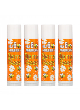 Sierra Bees, Organic Lip Balms, Tangerine Chamomile, 4 Pack, .15 oz (4.25 g) Each