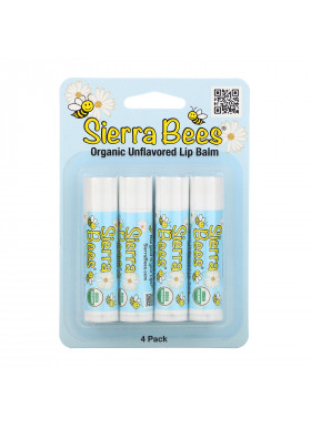 Sierra Bees, Organic Lip Balms, Unflavored, 4 Pack, .15 oz (4.25 g) Each