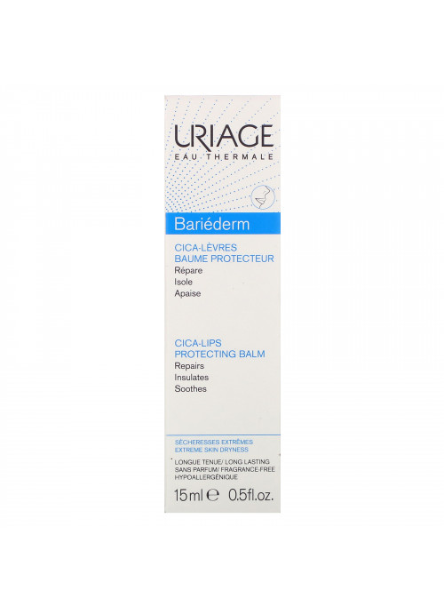 Uriage, Bariederm, Cica-Lips Protecting Balm, Fragrance-Free, 0.5 fl oz (15 ml)