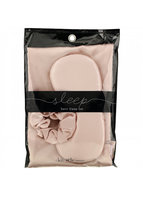 Kitsch, Satin Sleep Set, Blush, 3 Piece Set