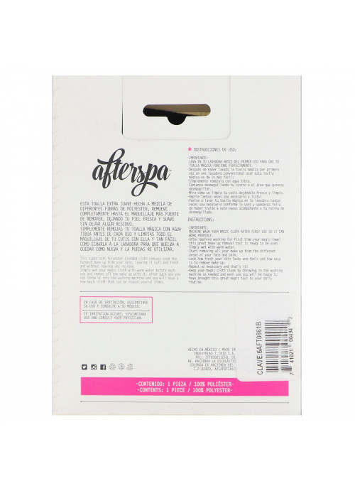 AfterSpa, Magic Make Up Remover Reusable Cloth, Black, 1 Cloth