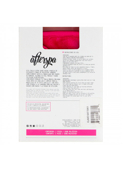 AfterSpa, Magic Make Up Remover Reusable Cloth, Pink, 1 Cloth