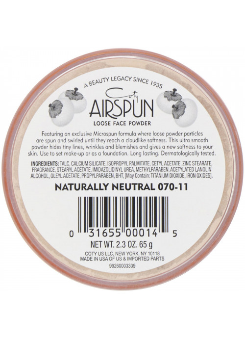 Airspun, Loose Face Powder, Naturally Neutral 070-11, 2.3 oz (65 g)