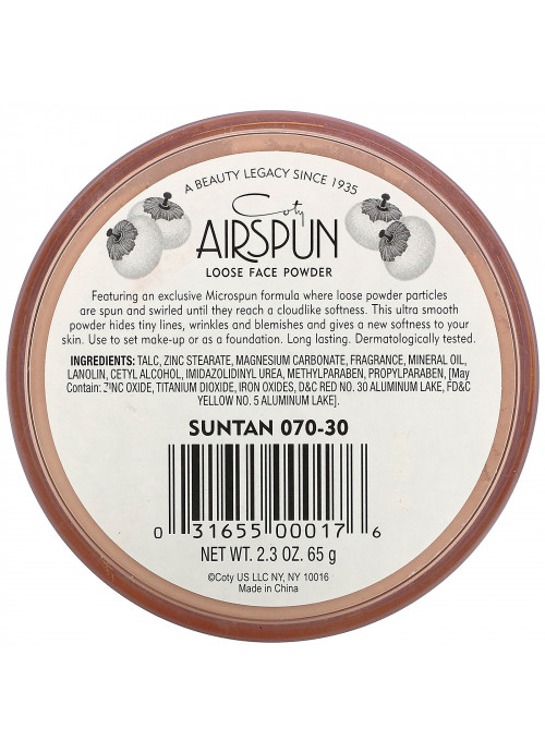 Airspun, Loose Face Powder, Suntan 070-30, 2.3 oz (65 g)
