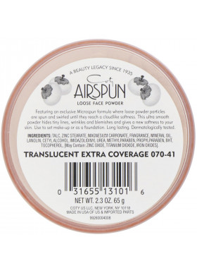 Airspun, Loose Face Powder, Translucent Extra Coverage 070-41, 2.3 oz (65 g)