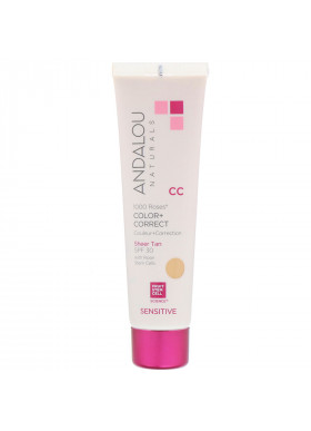Andalou Naturals, CC 1000 Roses, Color + Correct, Sensitive, SPF 30, Sheer Tan, 2 fl oz (58 ml)