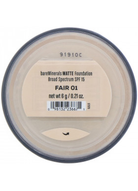 bareMinerals, Matte Foundation, SPF 15, Fair 01, 0.21 oz (6 g)