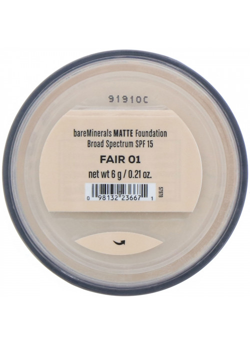 bareMinerals, Matte Foundation, SPF 15, Fair 01, 0.21 oz (6 g)