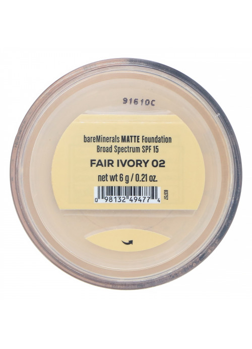 bareMinerals, Matte Foundation, SPF 15, Fair Ivory 02,  0.21 oz (6 g)