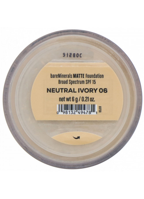 bareMinerals, Matte Foundation, SPF 15, Neutral Ivory 06, 0.21 oz (6 g)
