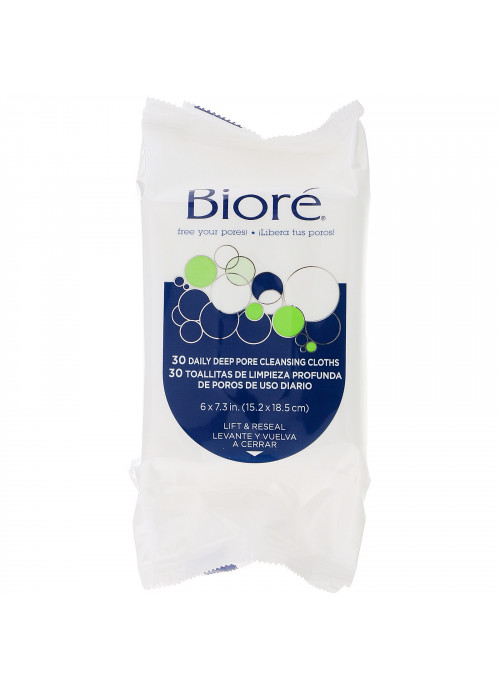Biore, Daily Deep Pore Cleansing Cloths, 60 Pre-Moistened Cloths