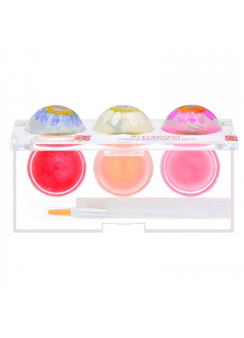 Blossom, Triple Duo Lip Gloss, Sweet Kiss Collection, 6 Flower Lip Pots, 2.8 g Each