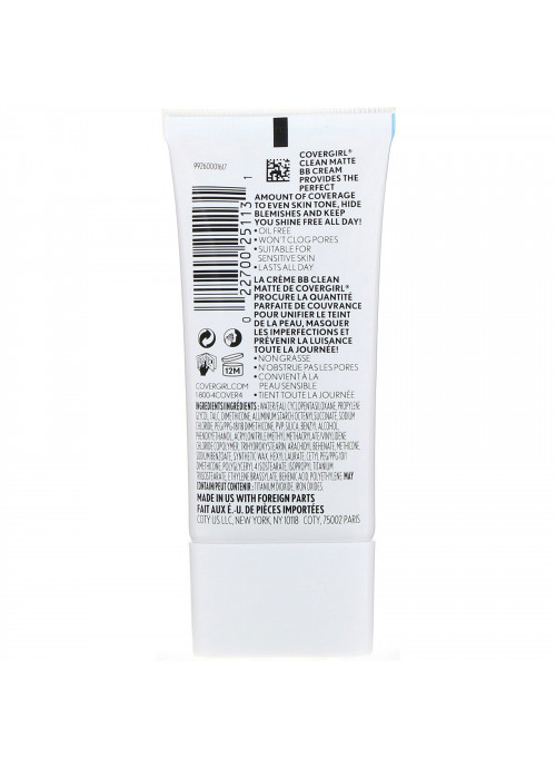 Covergirl, Clean Matte BB Cream, 530 Light/Medium, 1 fl oz (30 ml)