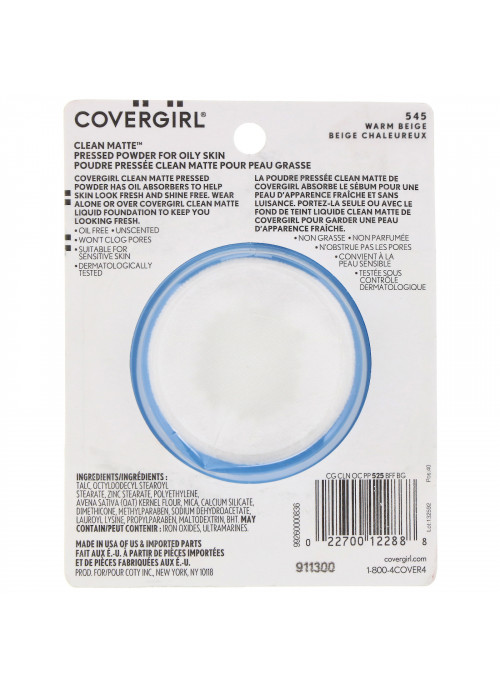 Covergirl, Clean Matte, Pressed Powder, 545 Warm Beige, .35 oz (10 g)