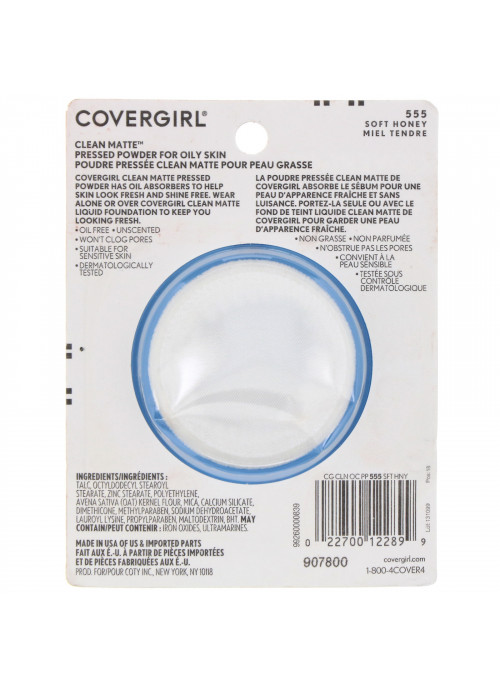 Covergirl, Clean Matte, Pressed Powder, 555 Soft Honey, .35 oz (10 g)