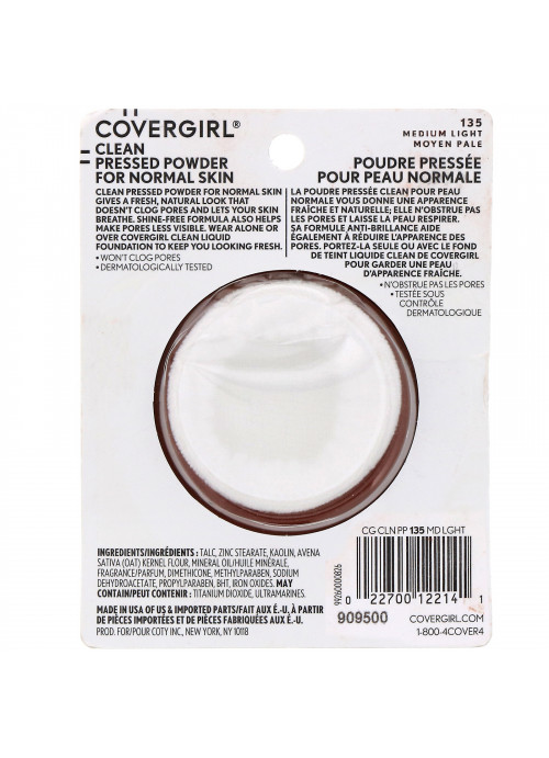 Covergirl, Clean, Pressed Powder Foundation, 135 Medium Light, .39 oz (11 g)