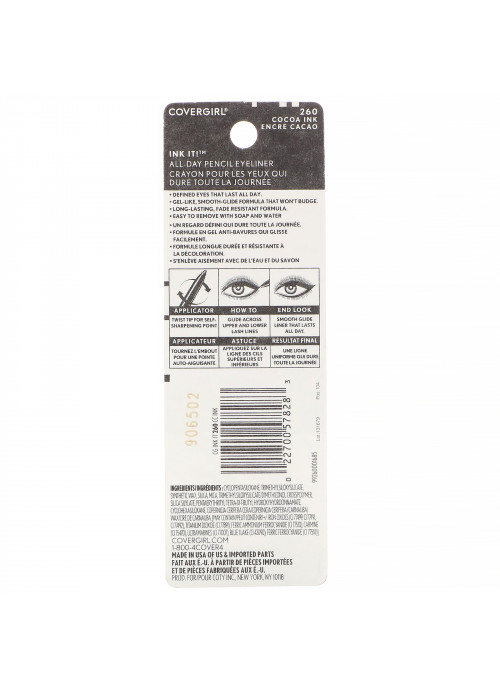 Covergirl, Ink it! All-Day Pencil Eyeliner, 260 Cocoa Ink, .012 oz (.35 g)