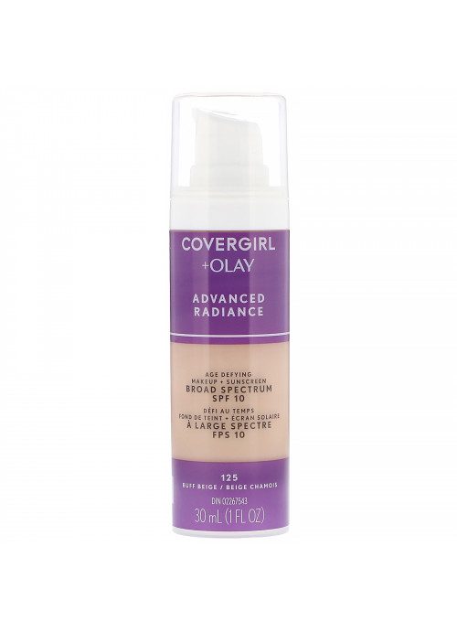 Covergirl, Olay Advanced Radiance, Age-Defying Makeup, SPF 10, 125 Buff Beige, 1 fl oz (30 ml)