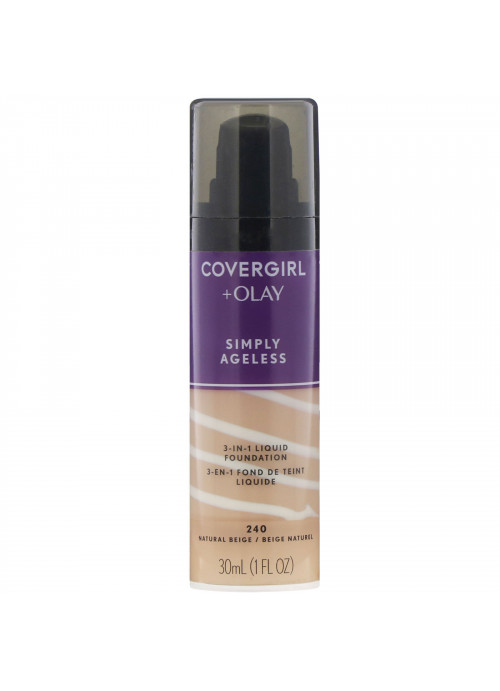 Covergirl, Olay Simply Ageless, 3-in-1 Foundation, 240 Natural Beige, 1 fl oz (30 ml)