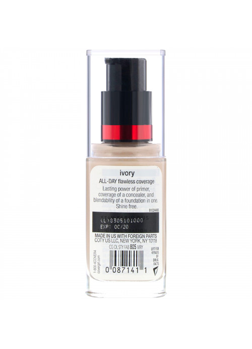 Covergirl, Outlast All-Day Stay Fabulous, 3-in-1 Foundation, 805 Ivory, 1 fl oz (30 ml)