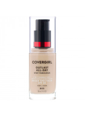 Covergirl, Outlast All-Day Stay Fabulous, 3-in-1 Foundation, 805 Ivory, 1 fl oz (30 ml)