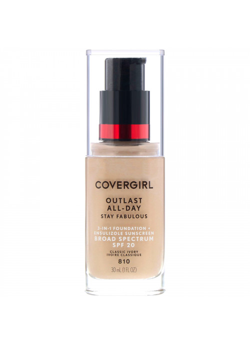 Covergirl, Outlast All-Day Stay Fabulous, 3-in-1 Foundation, 810 Classic Ivory, 1 fl oz (30 ml)