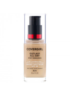 Covergirl, Outlast All-Day Stay Fabulous, 3-in-1 Foundation, 825 Buff Beige, 1 fl oz (30 ml)
