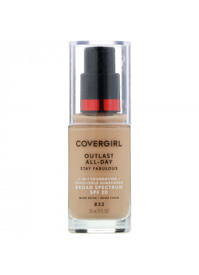 Covergirl, Outlast All-Day Stay Fabulous, 3-in-1 Foundation, 832 Nude Beige, 1 fl oz (30 ml)
