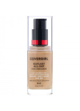 Covergirl, Outlast All-Day Stay Fabulous, 3-in-1 Foundation, 845 Warm Beige, 1 fl oz (30 ml)