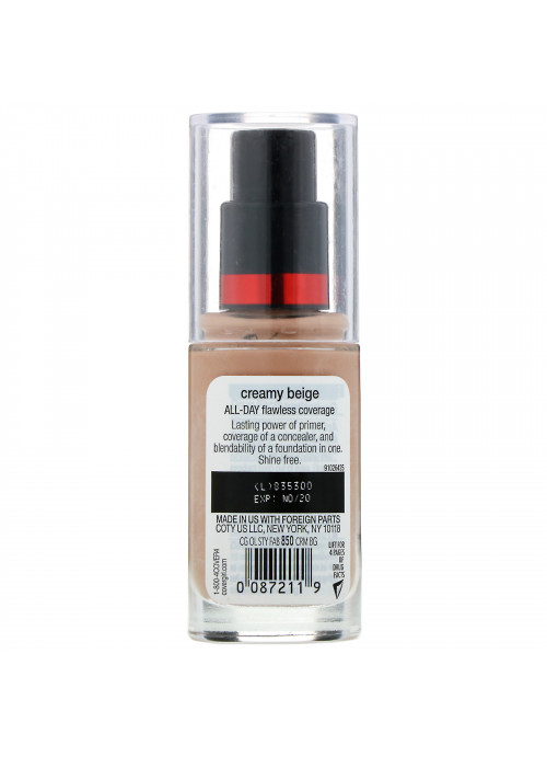 Covergirl, Outlast All-Day Stay Fabulous, 3-in-1 Foundation, 850 Creamy Beige, 1 fl oz (30 ml)