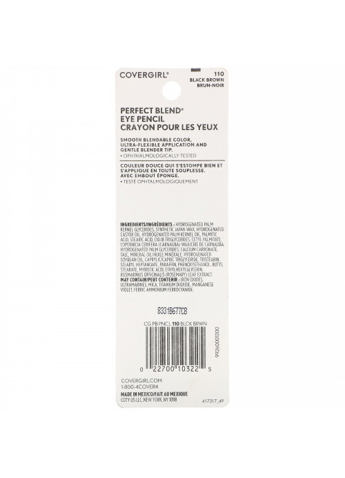 Covergirl, Perfect Blend, Eye Pencil, 110 Black Brown, .03 oz (.85 g)